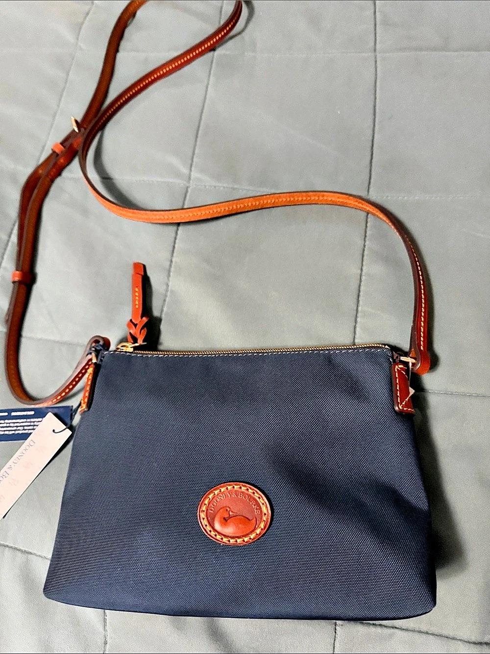 Dooney & Bourke Nylon Crossbody Pouchette Blue & Brown NWT